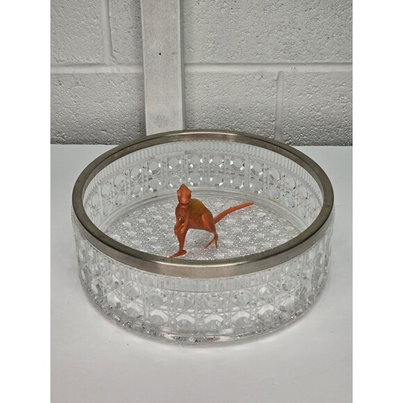 Vintage William Adams 24% Leaded Crystal Salad Bowl, Plated Rim ENGLAND - Picture 8 of 15